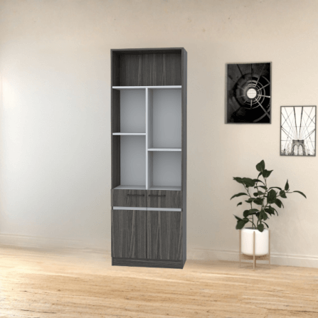 ตู้โชว์อเนกประสงค์ WISDOM DESIGN FURNITURE รุ่น CB-623 60 ซม. สีไลท์เวงเก้/เทา_2